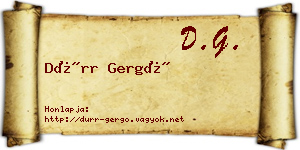 Dürr Gergő névjegykártya